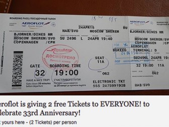  В соцсетях набирает обороты лжерозыгрыш билетов от имени «Аэрофлота»