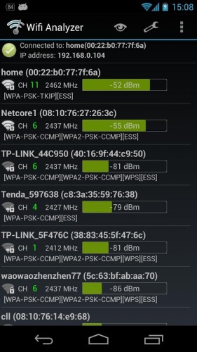 WiFI Analyzer может помочь в выявлении самых "активных" Wi-Fi-роутеров вокруг