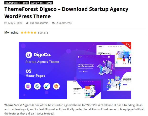 шаблон ThemeForest Digeco для WordPress Cmsdude.org